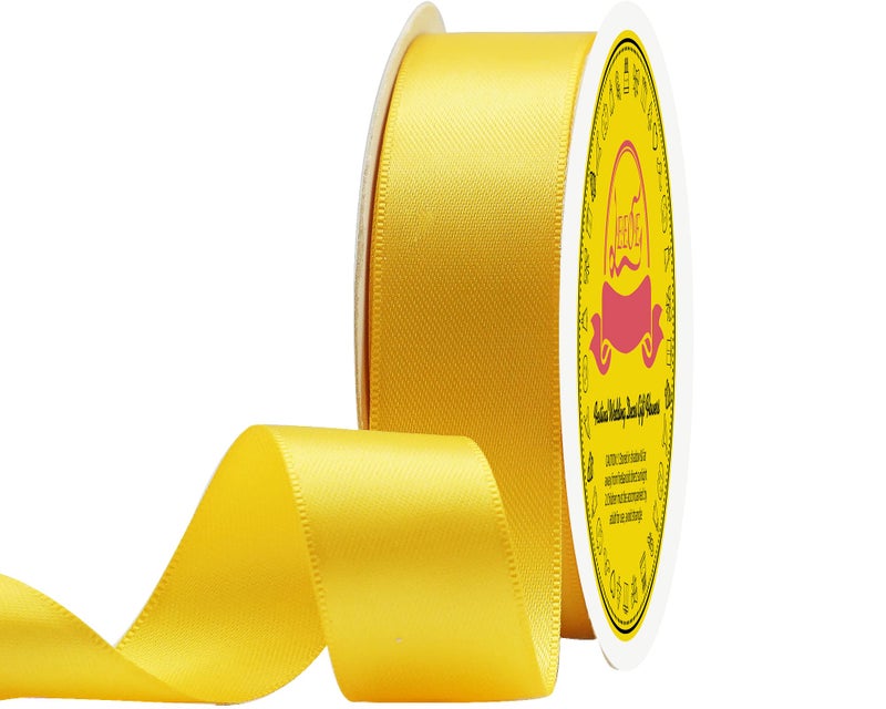 LEEQE Double Face Maize Yellow Satin Ribbon 7/8 inch X 25 Yards Polyester Maize Yellow Ribbon for Gift Wrapping Very Suitable for Weddings Party Invitation Decorations and More - Image 2